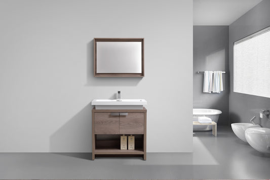Levi 32" Butternut Modern Bathroom Vanity w/ Cubby Hole
