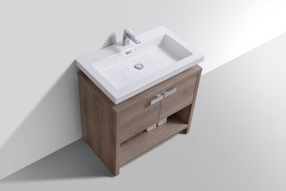 Levi 32" Butternut Modern Bathroom Vanity w/ Cubby Hole