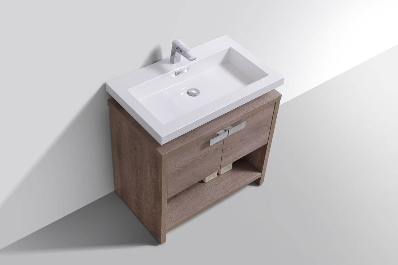 Levi 30" Butternut Modern Bathroom Vanity w/ Cubby Hole