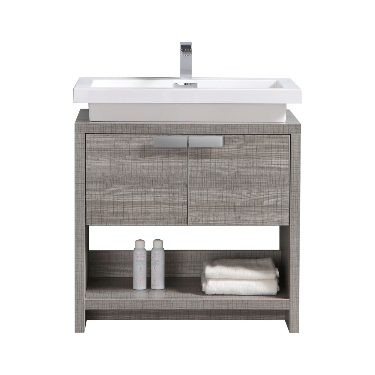 Levi 30" Ash Gray Modern Bathroom Vanity w/ Cubby Hole