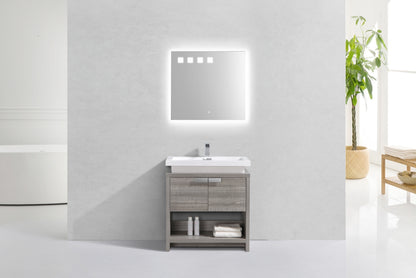 Levi 32" Ash Gray Modern Bathroom Vanity w/ Cubby Hole