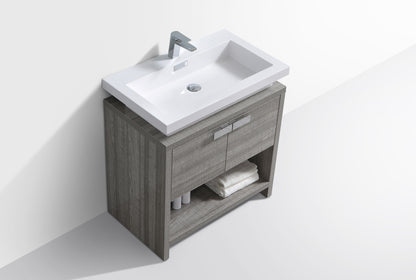 Levi 32" Ash Gray Modern Bathroom Vanity w/ Cubby Hole