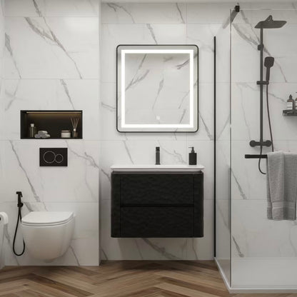 24'' Lumi Modern Wall Mount Bathroom Vanity - True Black