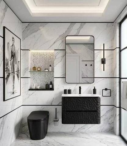 32'' Lumi Modern Wall Mount Bathroom Vanity - True Black