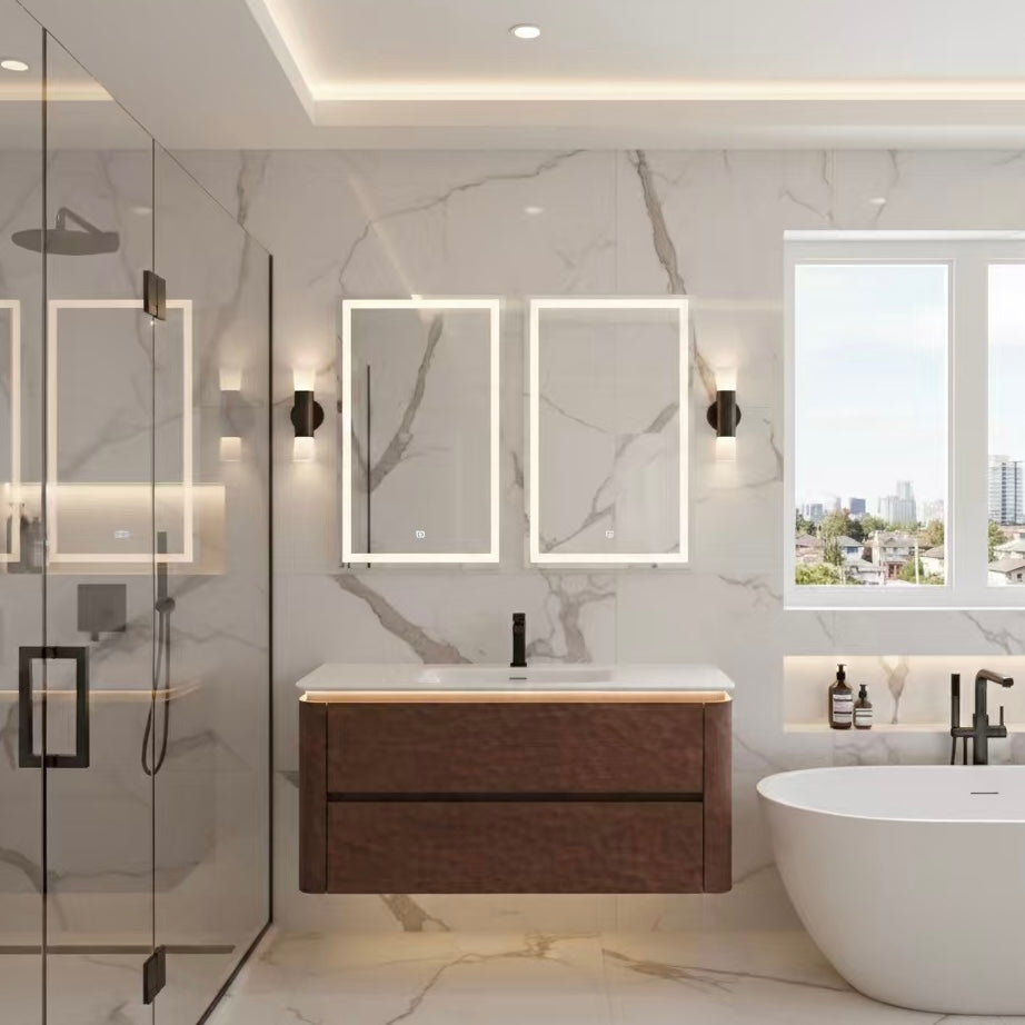 48'' Lumi Modern Wall Mount Bathroom Vanity - Weathered Wood