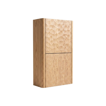 Lumi Bathroom Linen Side Cabinet w/ 2 Storage Areas - Oak Wood