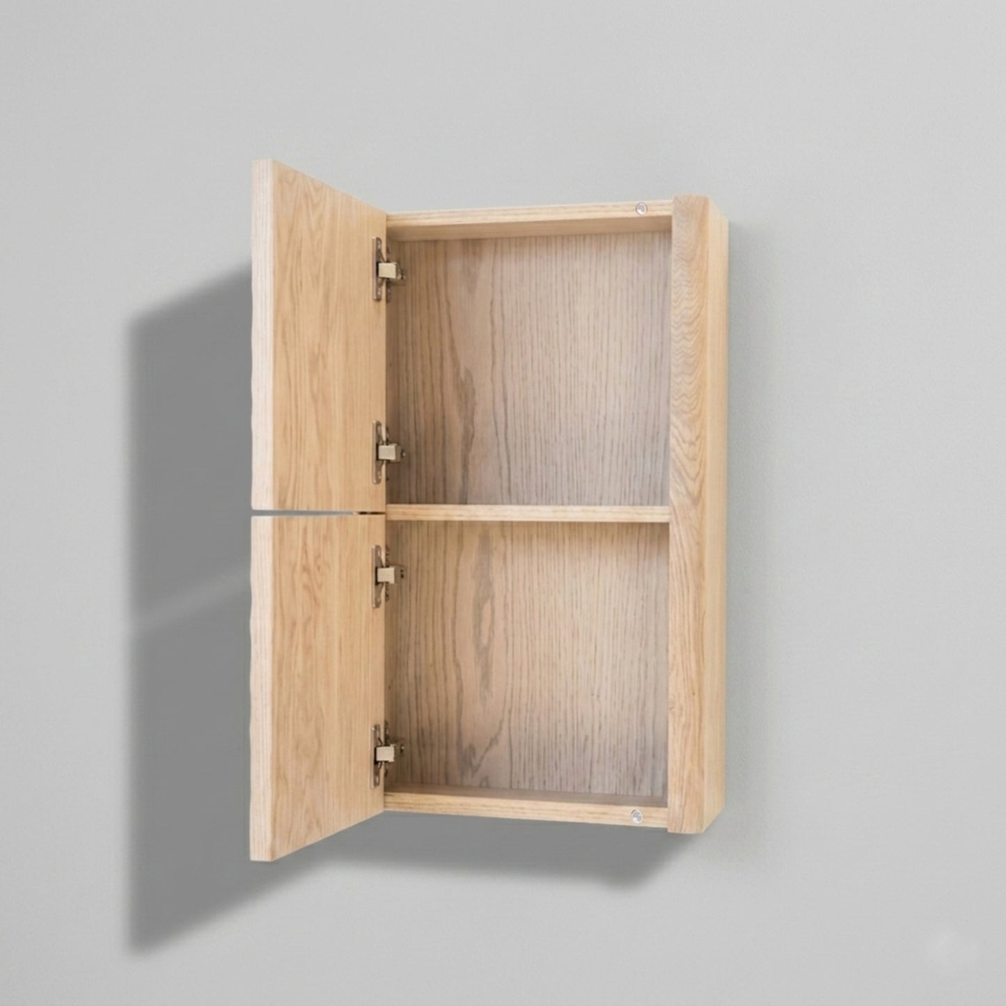 Lumi Bathroom Linen Side Cabinet w/ 2 Storage Areas - Oak Wood