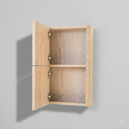 Lumi Bathroom Linen Side Cabinet w/ 2 Storage Areas - Oak Wood