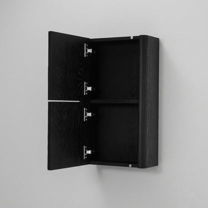 Lumi Bathroom Linen Side Cabinet w/ 2 Storage Areas - True Black