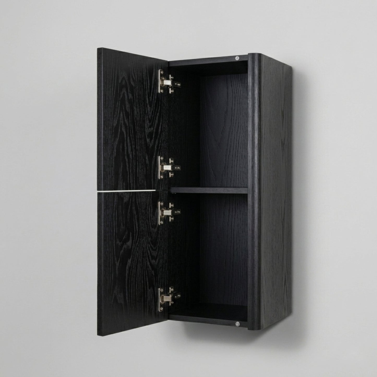 Lumi Bathroom Side Cabinet w/ 2 Storage Areas - True Black