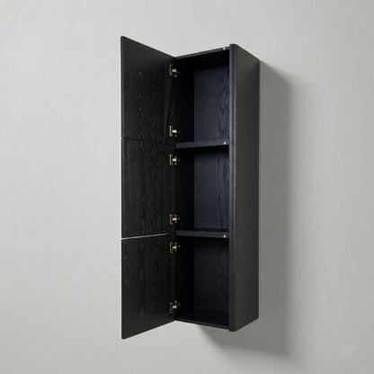 Lumi Bathroom Linen Cabinet w/ 3 Large Storage Areas - True Black