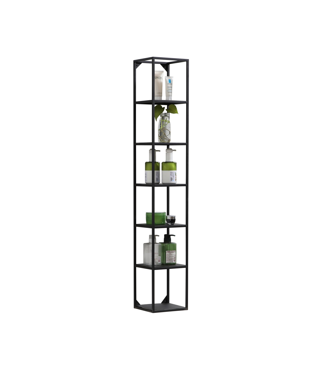 Kube 47'' High Wall Mount Metal Shelf Unit Black