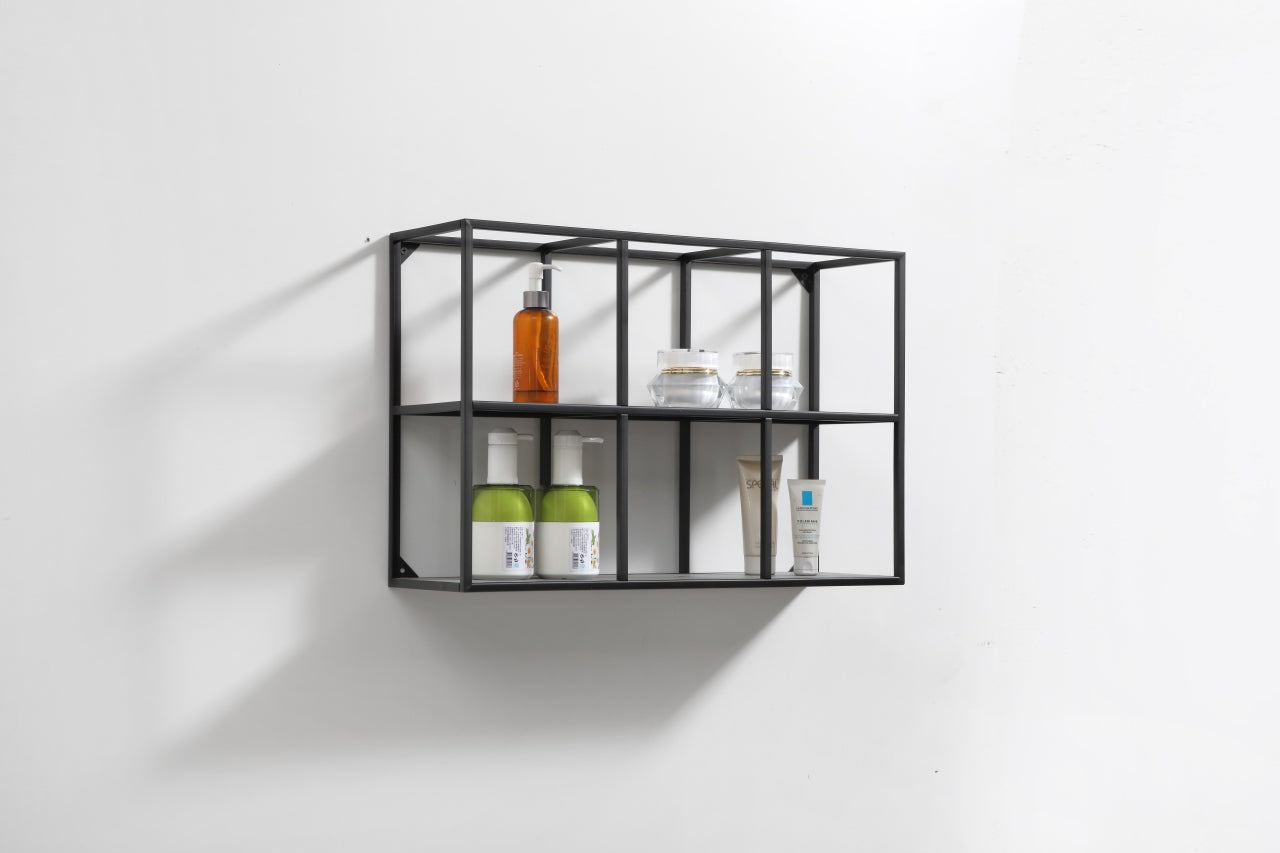 Kube 24" Wide Wall Mount Metal Shelf Unit Black