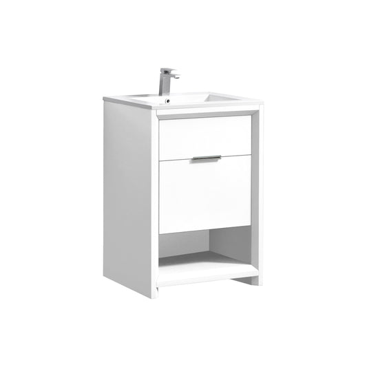NUDO 24'' Floor Mount Modern bathroom Vanity in Gloss White Finish