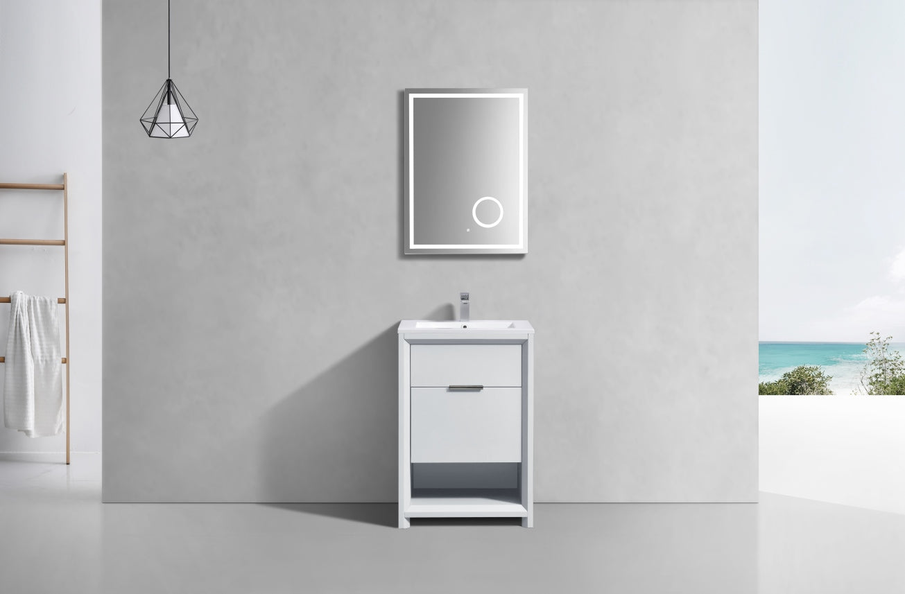 NUDO 24'' Floor Mount Modern bathroom Vanity in Gloss White Finish