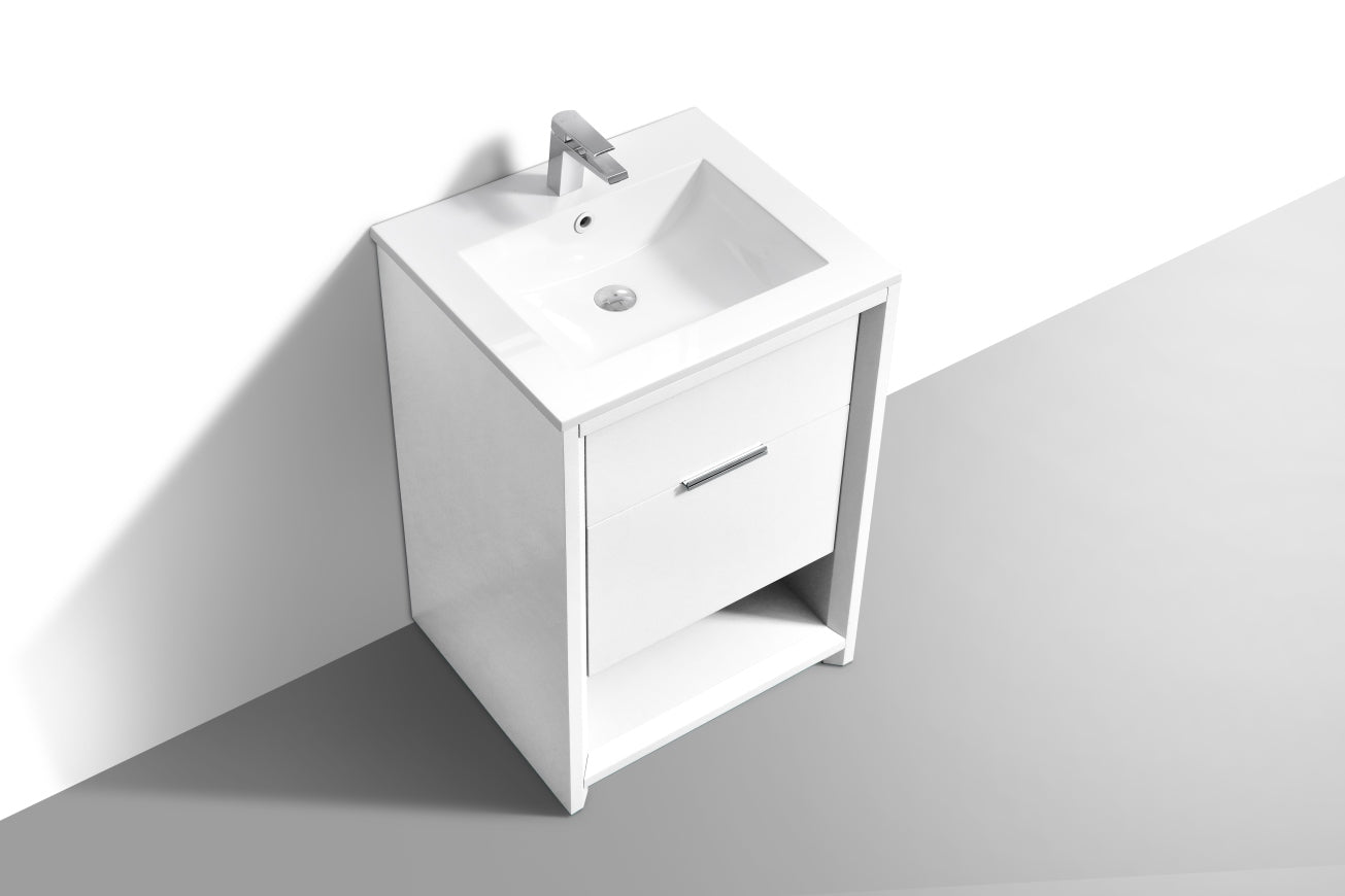 NUDO 24'' Floor Mount Modern bathroom Vanity in Gloss White Finish
