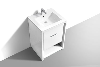 NUDO 24'' Floor Mount Modern bathroom Vanity in Gloss White Finish