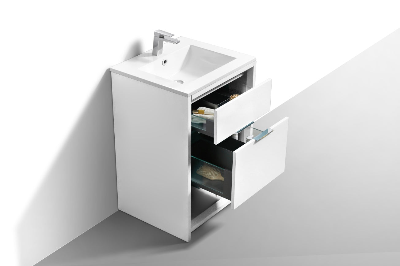 NUDO 24'' Floor Mount Modern bathroom Vanity in Gloss White Finish