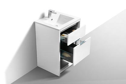 NUDO 24'' Floor Mount Modern bathroom Vanity in Gloss White Finish