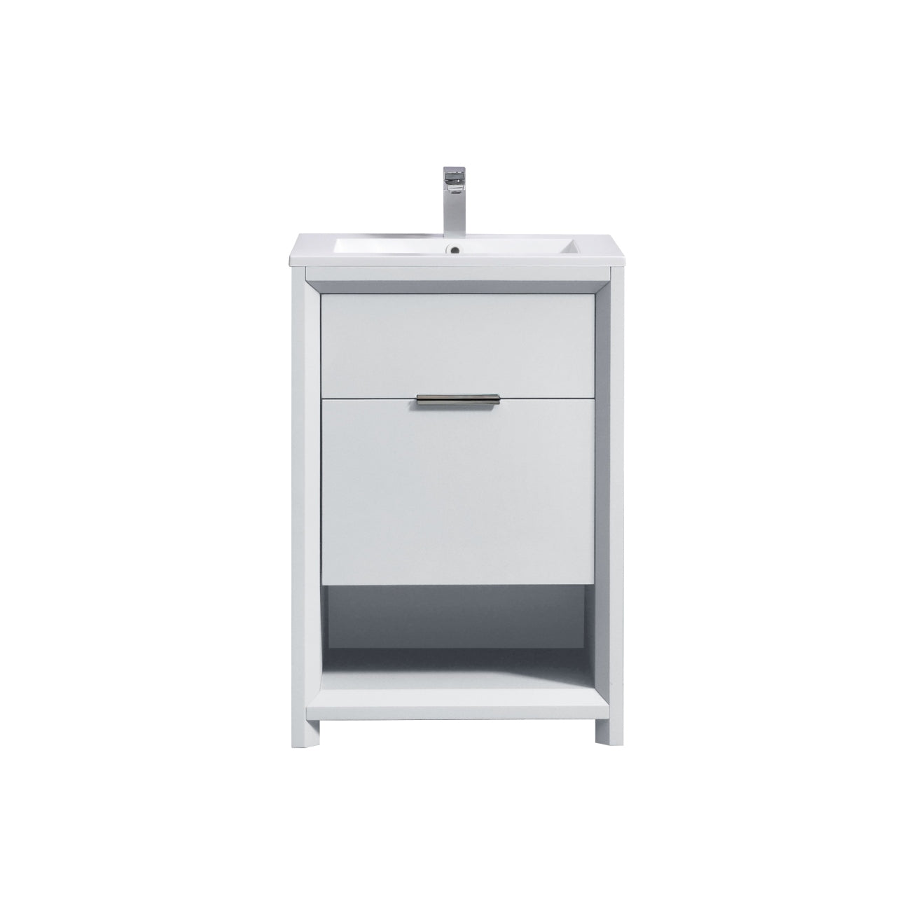 NUDO 24'' Floor Mount Modern bathroom Vanity in Gloss White Finish