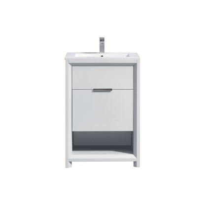NUDO 24'' Floor Mount Modern bathroom Vanity in Gloss White Finish