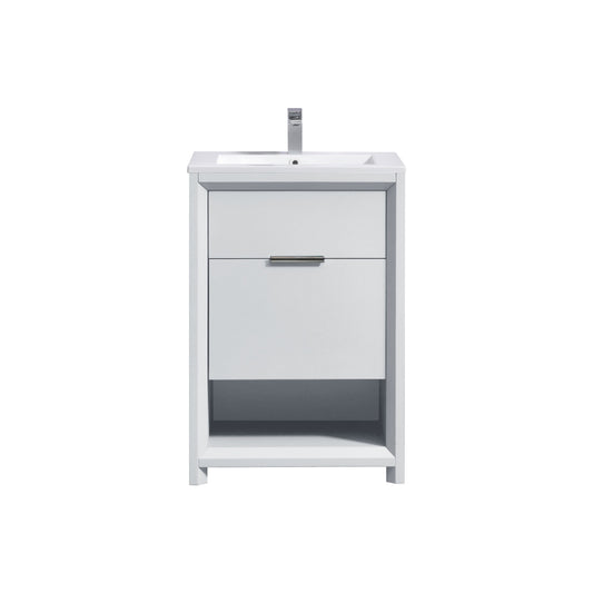 NUDO 24'' Floor Mount Modern bathroom Vanity in Gloss White Finish