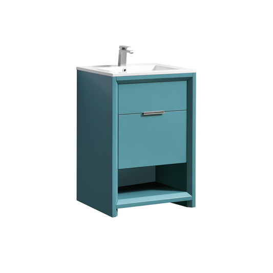 NUDO 24″ Floor Mount Modern bathroom Vanity in Teal Green Finish