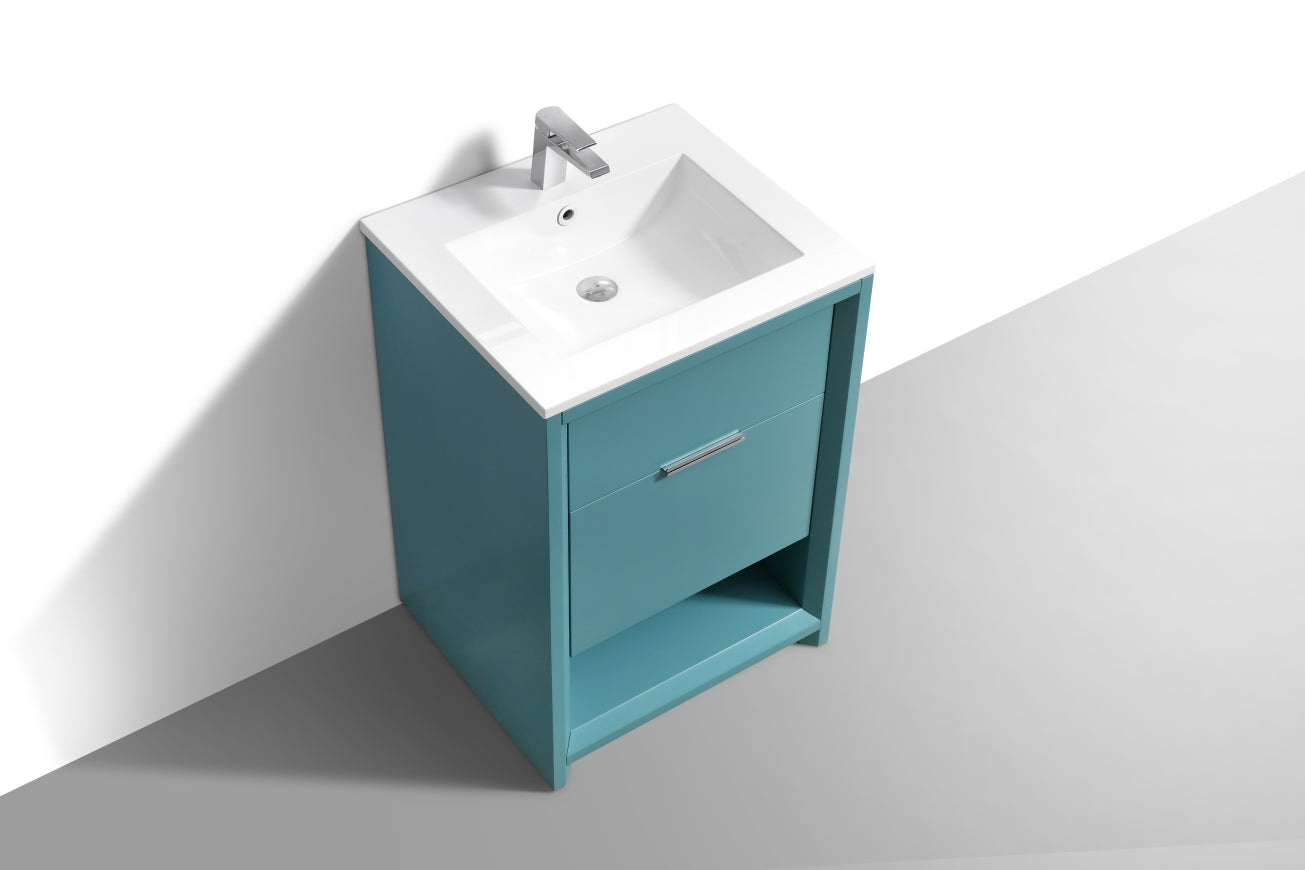 NUDO 24″ Floor Mount Modern bathroom Vanity in Teal Green Finish