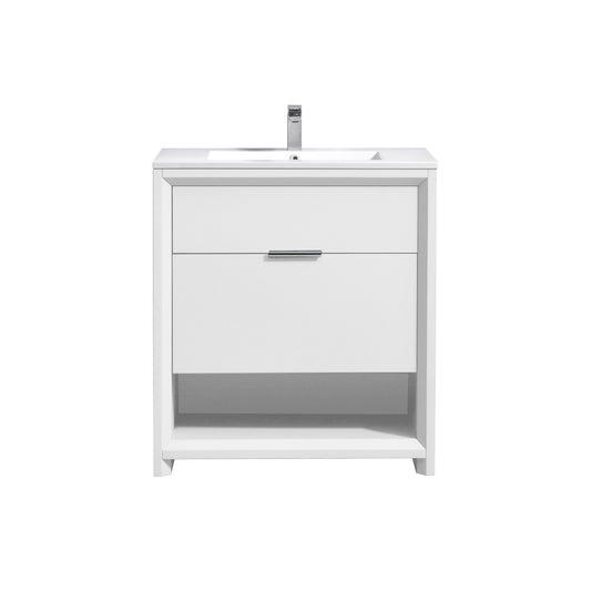 NUDO 32'' Floor Mount Modern bathroom Vanity in Gloss White Finish