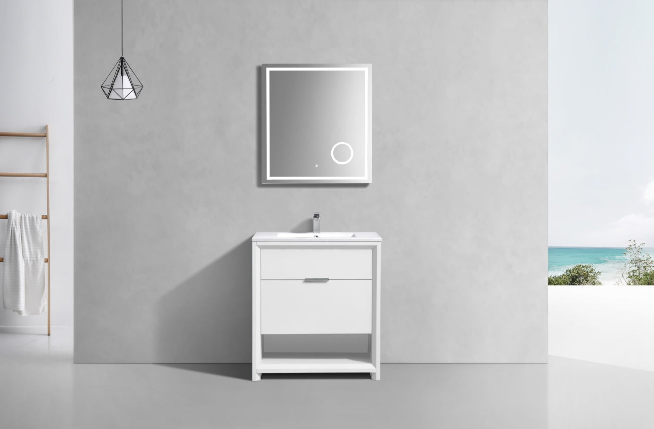 NUDO 32'' Floor Mount Modern bathroom Vanity in Gloss White Finish