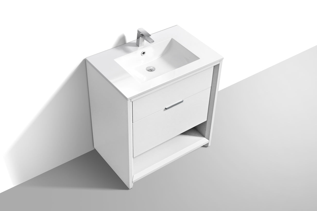 NUDO 32'' Floor Mount Modern bathroom Vanity in Gloss White Finish