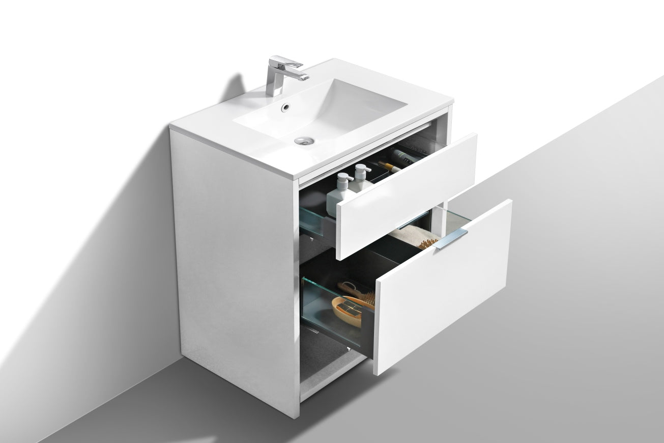 NUDO 32'' Floor Mount Modern bathroom Vanity in Gloss White Finish