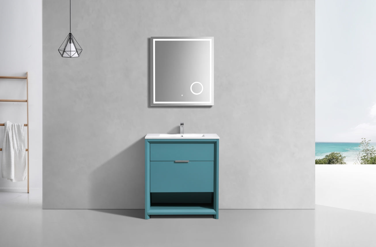 NUDO 32'' Floor Mount Modern bathroom Vanity in Teal Green Finish