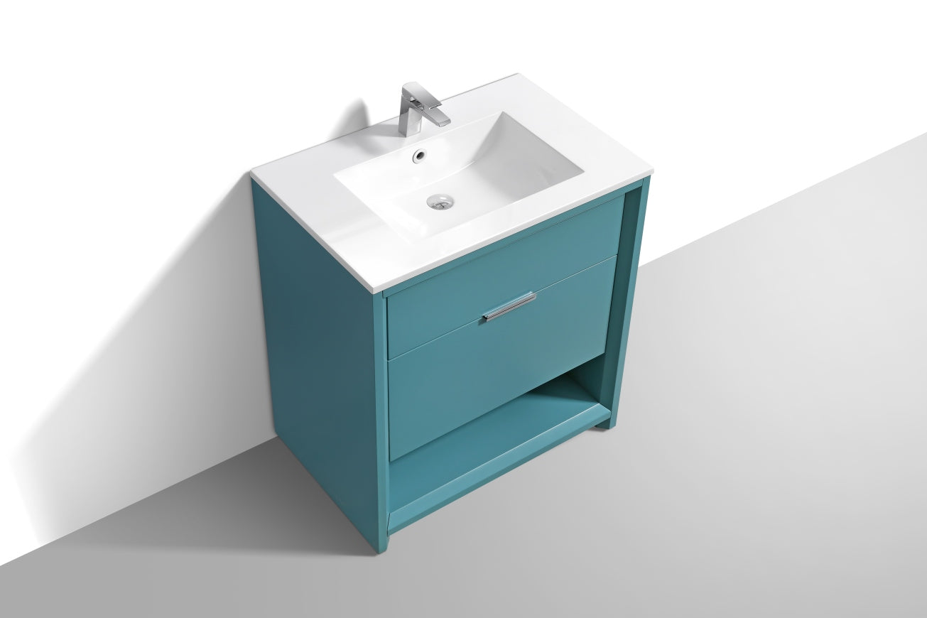 NUDO 32'' Floor Mount Modern bathroom Vanity in Teal Green Finish