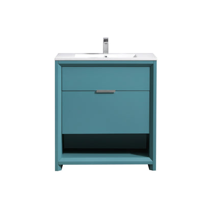NUDO 32'' Floor Mount Modern bathroom Vanity in Teal Green Finish