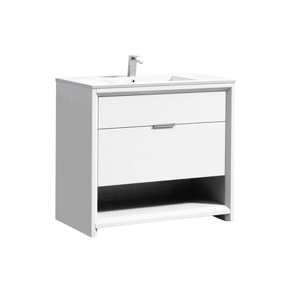 NUDO 36" Floor Mount Modern bathroom Vanity in Gloss White Finish