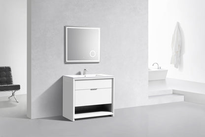 NUDO 36" Floor Mount Modern bathroom Vanity in Gloss White Finish