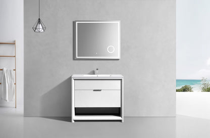 NUDO 36" Floor Mount Modern bathroom Vanity in Gloss White Finish