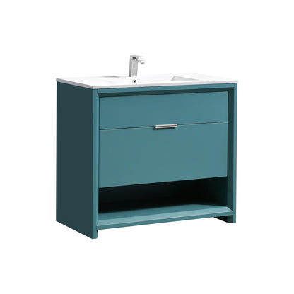 NUDO 36'' Floor Mount Modern bathroom Vanity in Teal Green Finish