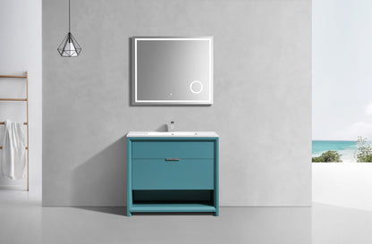 NUDO 36'' Floor Mount Modern bathroom Vanity in Teal Green Finish