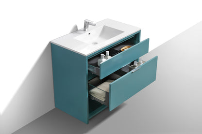 NUDO 36'' Floor Mount Modern bathroom Vanity in Teal Green Finish