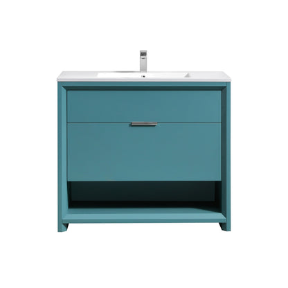 NUDO 36'' Floor Mount Modern bathroom Vanity in Teal Green Finish