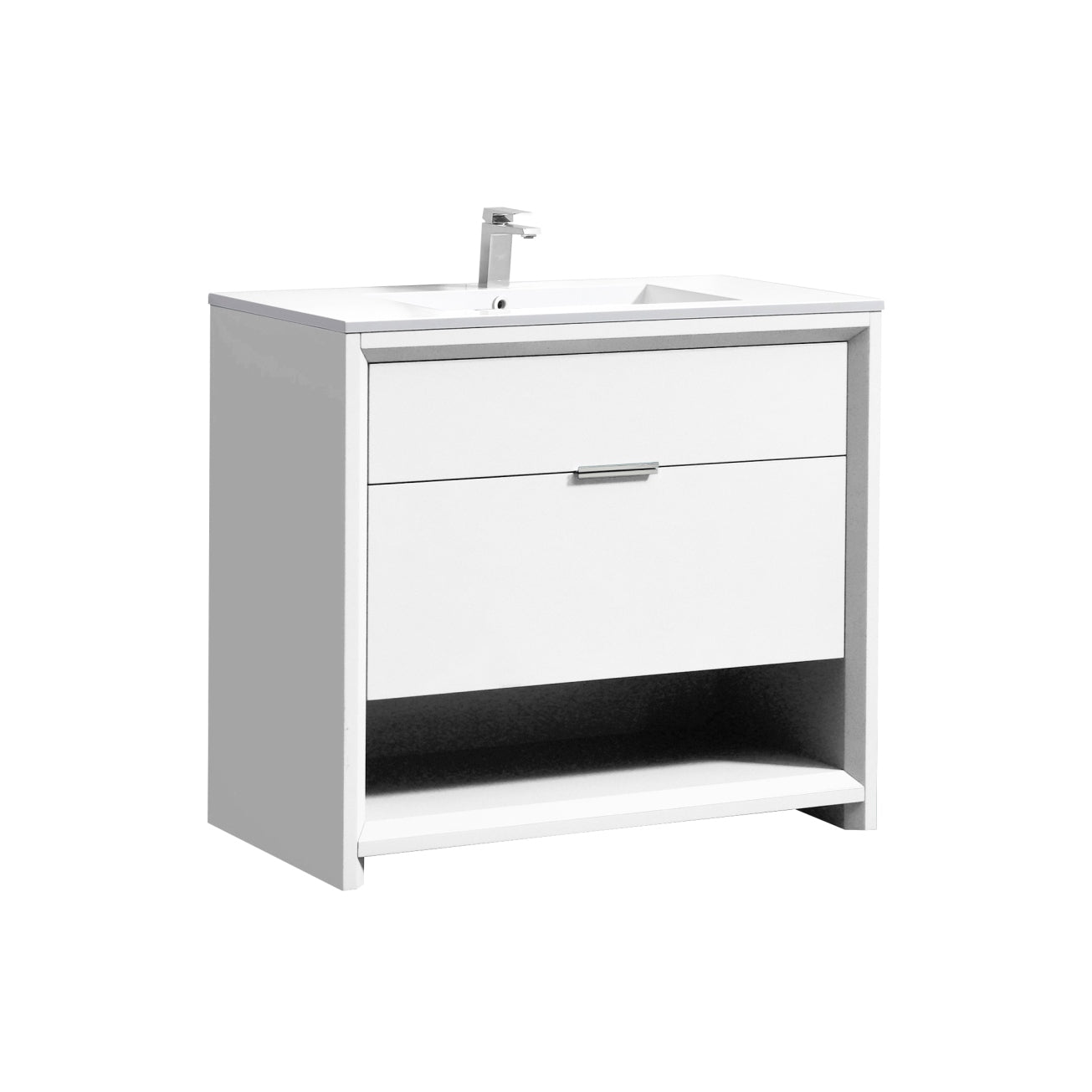 NUDO 40'' Floor Mount Modern bathroom Vanity in Gloss White Finish