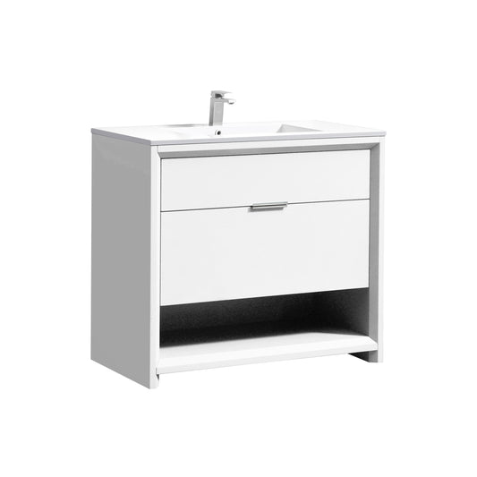 NUDO 40'' Floor Mount Modern bathroom Vanity in Gloss White Finish