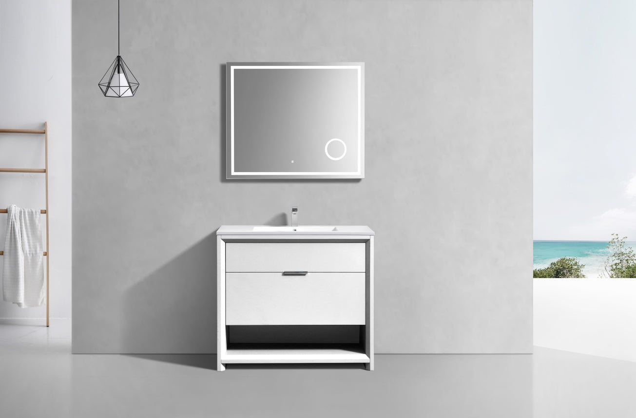 NUDO 40'' Floor Mount Modern bathroom Vanity in Gloss White Finish