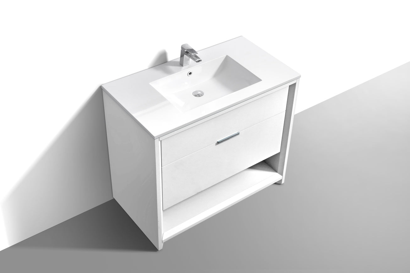 NUDO 40'' Floor Mount Modern bathroom Vanity in Gloss White Finish