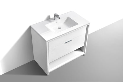 NUDO 40'' Floor Mount Modern bathroom Vanity in Gloss White Finish