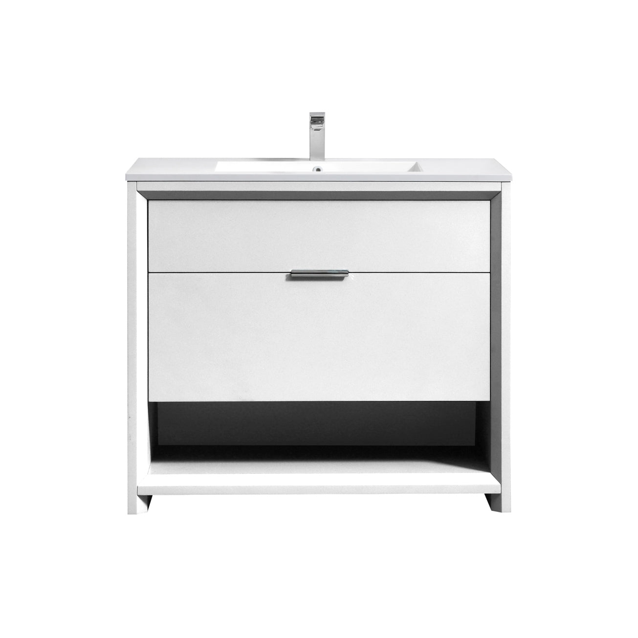 NUDO 40'' Floor Mount Modern bathroom Vanity in Gloss White Finish