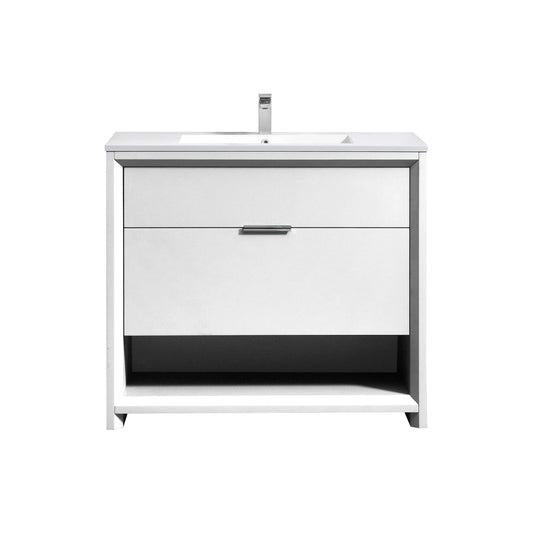NUDO 40'' Floor Mount Modern bathroom Vanity in Gloss White Finish
