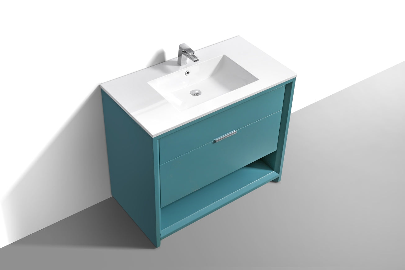 NUDO 40'' Floor Mount Modern bathroom Vanity in Teal Green Finish